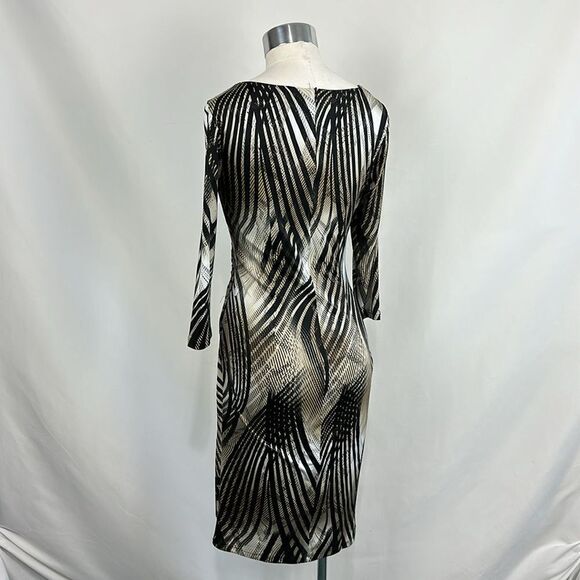 Frank Lyman Black Print with Zip Front Dress - Picture 3 of 8